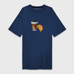 Женская футболка-платье Кофе с круассаном