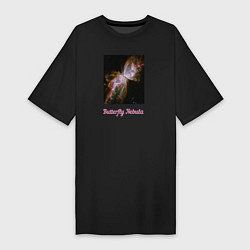 Футболка женская-платье Butterfly Nebula, цвет: черный