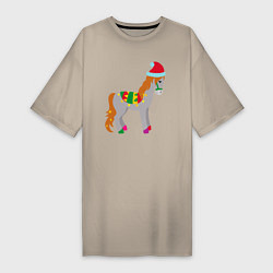 Женская футболка-платье Праздничная лошадкa