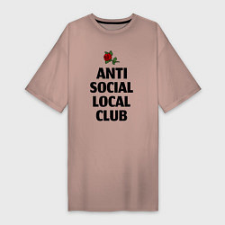 Футболка женская-платье Anti social local club, цвет: пыльно-розовый