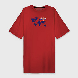 Женская футболка-платье Россия на карте мира