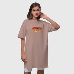 Футболка женская-платье Супермен и его пес Крипто DC Лига Суперпитомцы, цвет: пыльно-розовый — фото 2