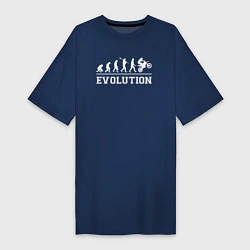 Футболка женская-платье Мото-эволюция, цвет: тёмно-синий