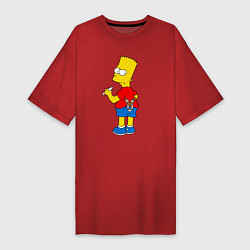 Женская футболка-платье Хулиган Барт Симпсон