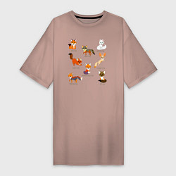 Женская футболка-платье Разные виды лис