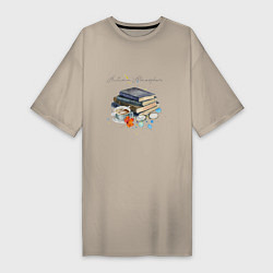 Женская футболка-платье Autumn atmosphere with books and coffee