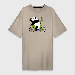 Женская футболка-платье Панда на велосипеде с бамбуком