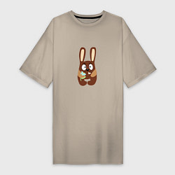 Женская футболка-платье Кролик с цветочком