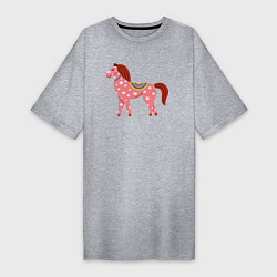 Футболка женская-платье Красочная лошадка, цвет: меланж