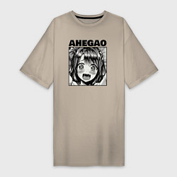 Женская футболка-платье Девушка: ахегао