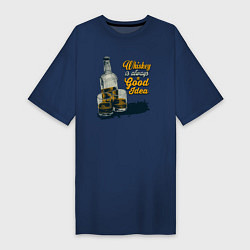 Женская футболка-платье Бутылка виски и стаканы