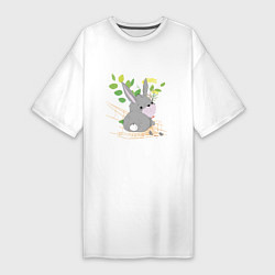 Женская футболка-платье Кролик смотрящий