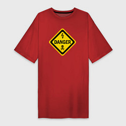 Женская футболка-платье Знак - опасно для жизни