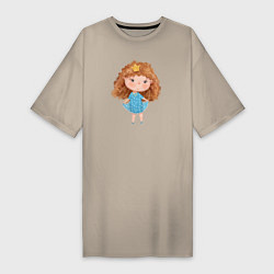 Женская футболка-платье Милая принцесса с кудряшками