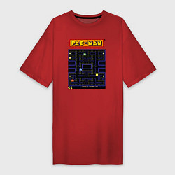 Футболка женская-платье Pac-Man на ZX-Spectrum, цвет: красный