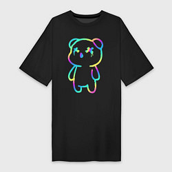 Футболка женская-платье Cool neon bear, цвет: черный