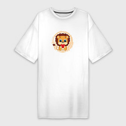 Женская футболка-платье Мультяшный львёнок с сердцем