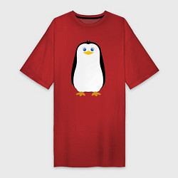 Футболка женская-платье Красивый пингвин, цвет: красный