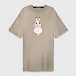 Женская футболка-платье Cute white rabbit