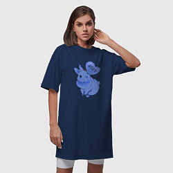 Футболка женская-платье Кролик гуашью, цвет: тёмно-синий — фото 2