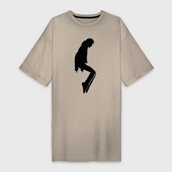 Футболка женская-платье Силуэт Майкла Джексона - Minimalism, цвет: миндальный