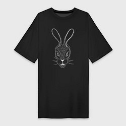 Женская футболка-платье Голова черного кролика