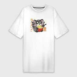 Женская футболка-платье Каваи енот ест рамен
