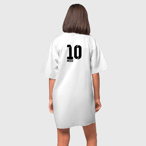 Женская футболка-платье Лионель Месси Happy New Year / Белый – фото 4