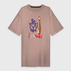 Женская футболка-платье Прекрасная жирафа на роликах