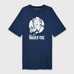Футболка женская-платье Vault boy - join the vault tec, цвет: тёмно-синий