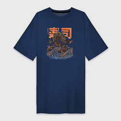 Женская футболка-платье Суши дракон Канагавы