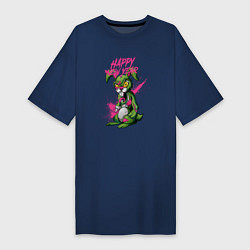 Женская футболка-платье Zombie rabbit New year