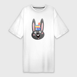 Женская футболка-платье Черный кролик с подарками