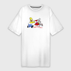 Женская футболка-платье Гомер Симпсон гонится за кроликом