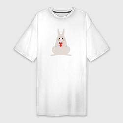 Женская футболка-платье Кролик с сердечком
