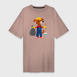 Женская футболка-платье Пёсик-уборщик