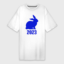 Женская футболка-платье 2023 силуэт кролика синий
