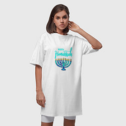 Футболка женская-платье Happy Hanukkah, цвет: белый — фото 2
