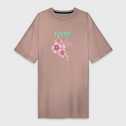 Женская футболка-платье Любовь и фламинго