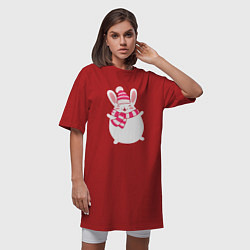 Футболка женская-платье Радостный круглый кролик, цвет: красный — фото 2