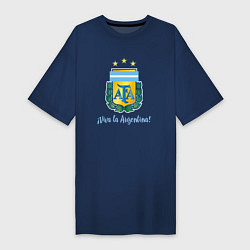 Футболка женская-платье Эмблема федерации футбола Аргентины, цвет: тёмно-синий