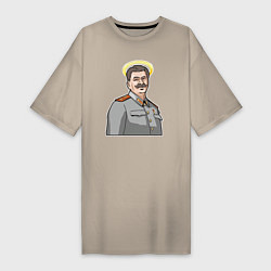 Женская футболка-платье Сталин с нимбом