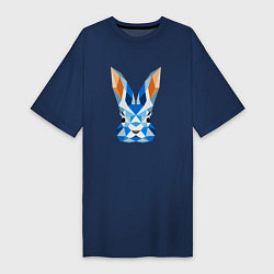 Женская футболка-платье Абстрактный синий кролик