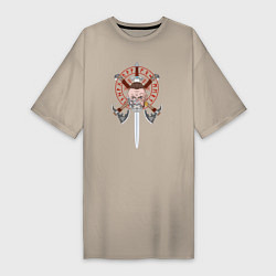 Женская футболка-платье Голова викинга с мечом