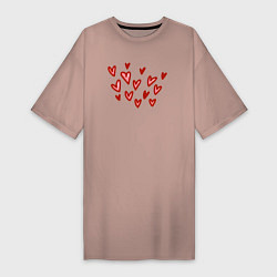 Женская футболка-платье Множество сердечек