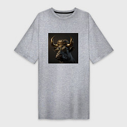 Футболка женская-платье Король полей - бык, цвет: меланж