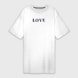 Женская футболка-платье Любовь с контурными цветами