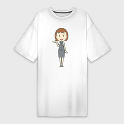 Женская футболка-платье Офисная леди показывает