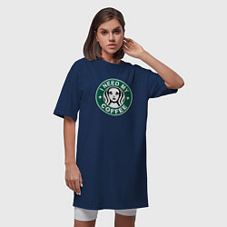 Футболка женская-платье I need my cofee, цвет: тёмно-синий — фото 2