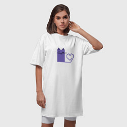 Футболка женская-платье Кот с сердечком в минимализме, цвет: белый — фото 2